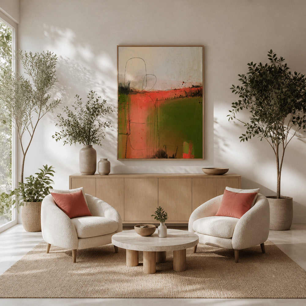 Room mockup featuring Abstract Pastel Landscape Art Print