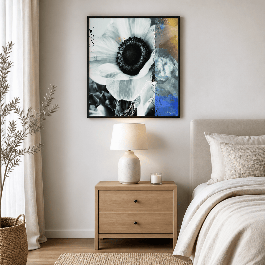 Abstract Anemone Bloom Art Print in a room setting