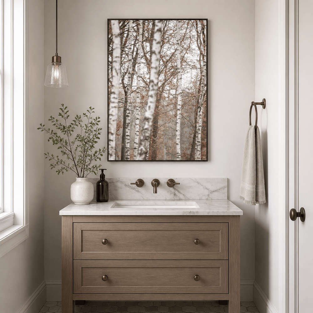 Room mockup featuring Birch Trees 6 Photo Print