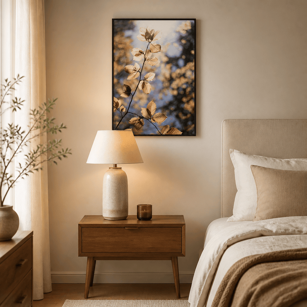 Room mockup featuring Golden Autumn Leaves Photo Print