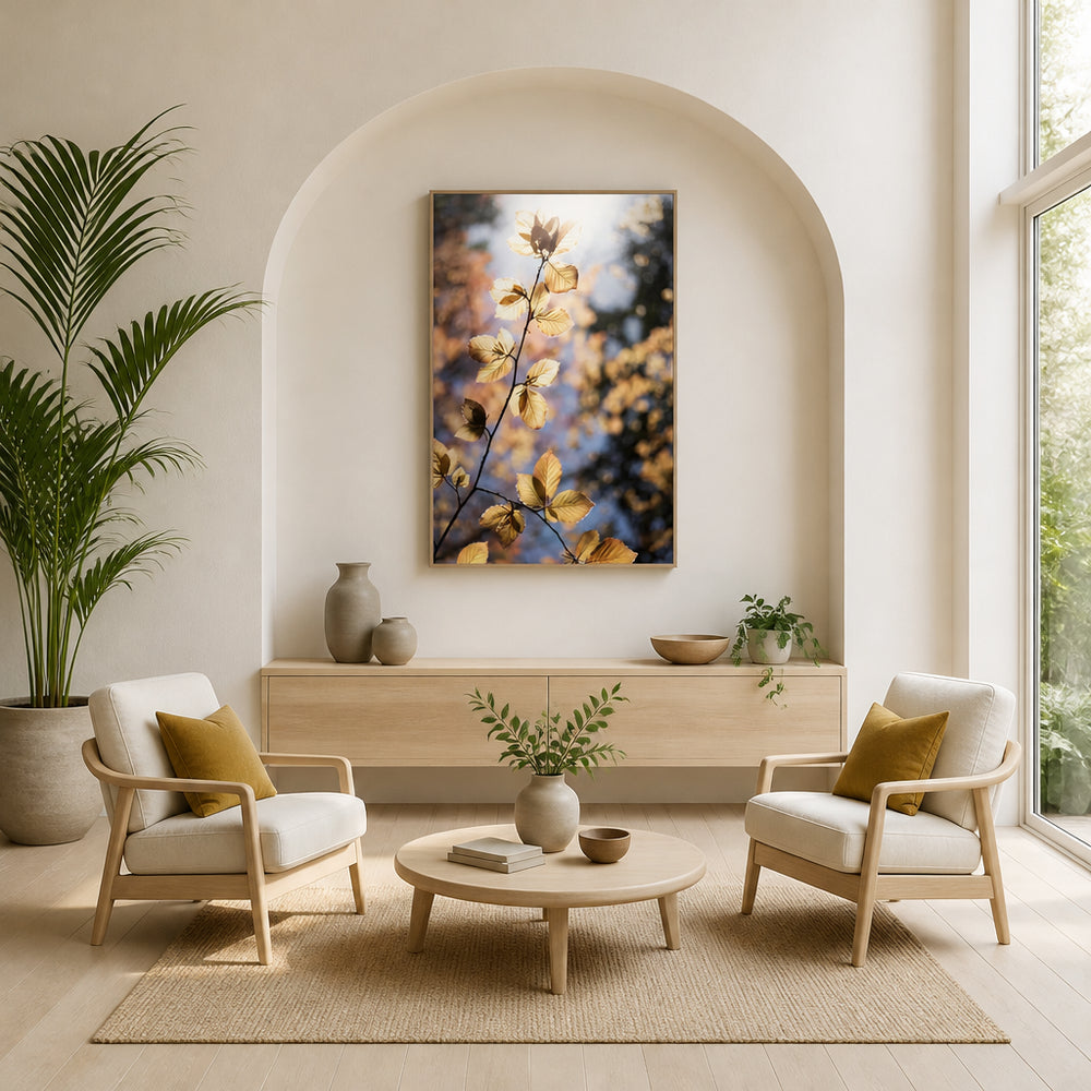 Room mockup featuring Golden Autumn Leaves Photo Print