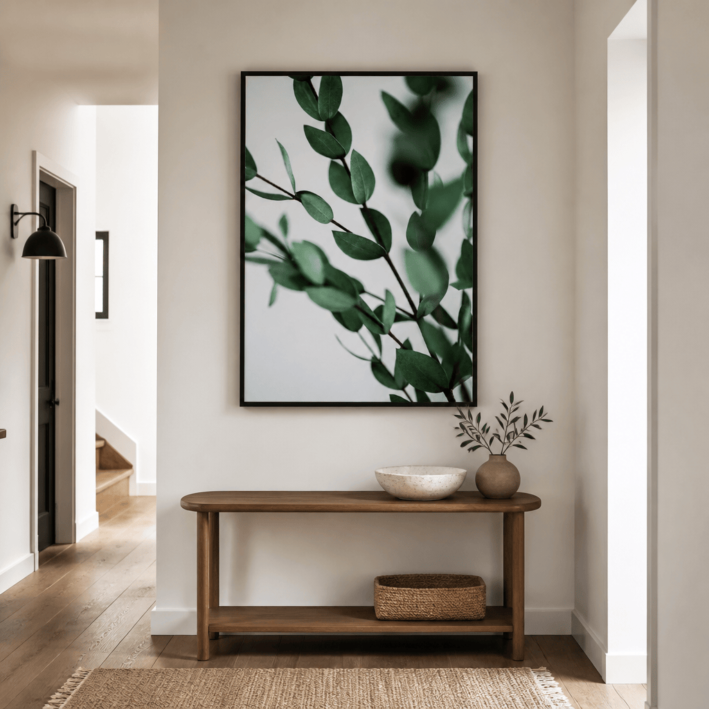 Room mockup featuring Green Eucalyptus Branches Photo Print