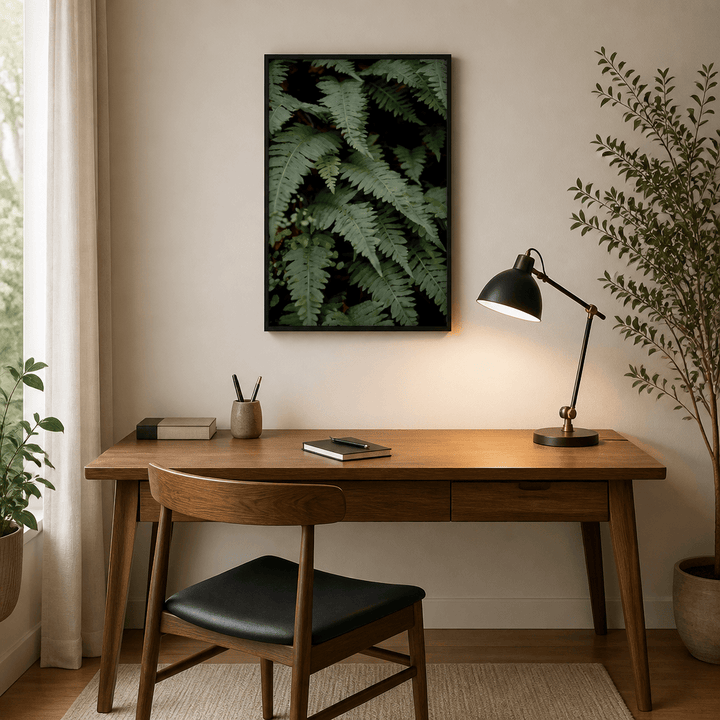 Room mockup featuring Lush Green Ferns Photo Print