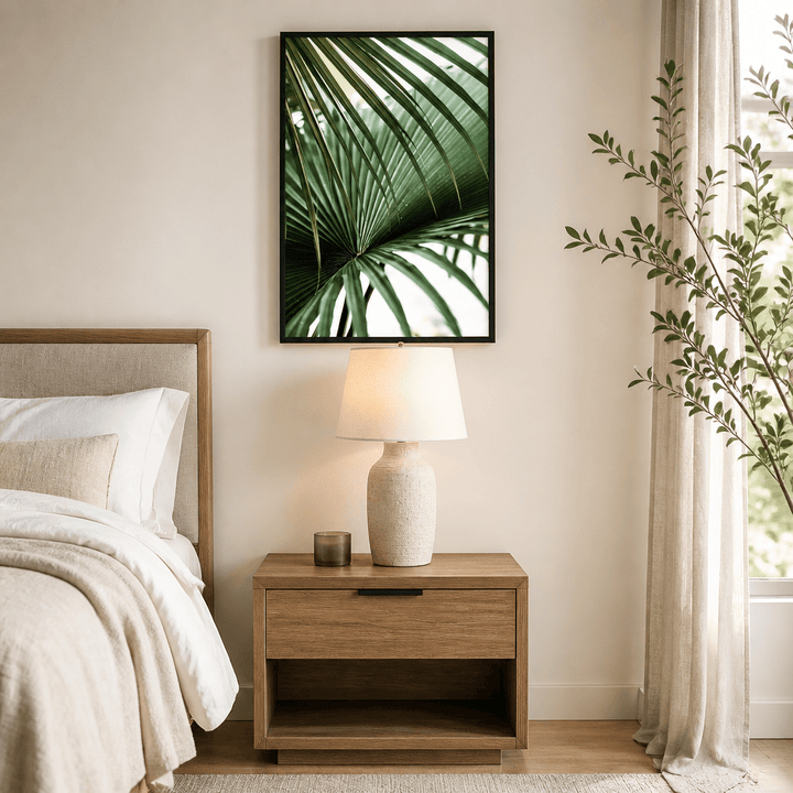 Room mockup featuring Lush Green Palm Fan Photo Print