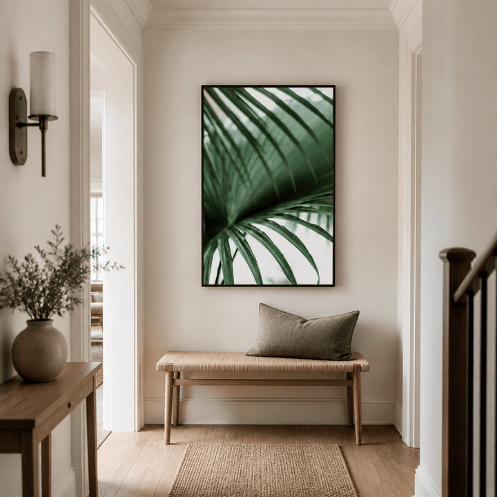 Room mockup featuring Minimalist Palm Leaf Photo Print