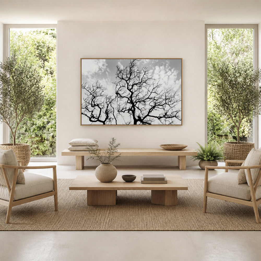 Room mockup featuring Silhouetted Tree Branches Photo Print