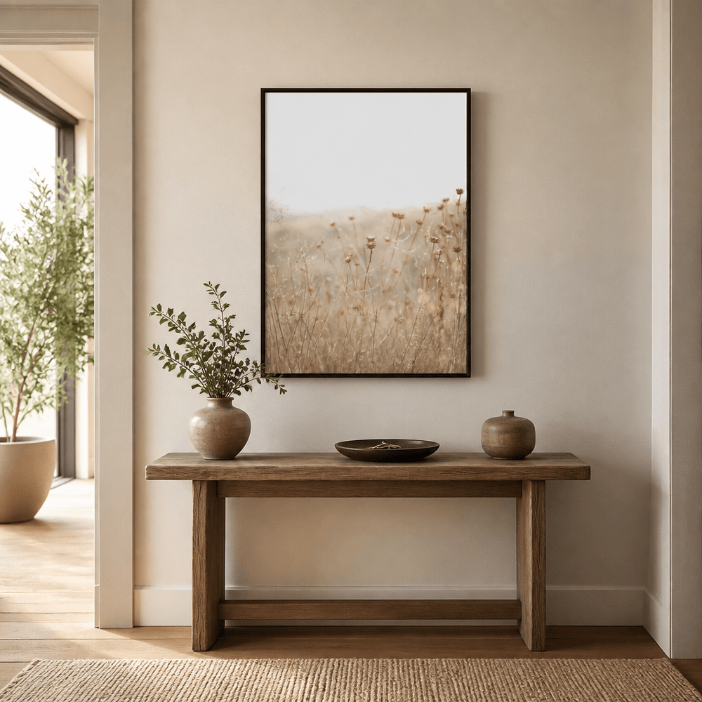 Room mockup featuring Soft Dry Meadow Photo Print