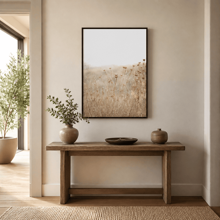 Room mockup featuring Soft Dry Meadow Photo Print