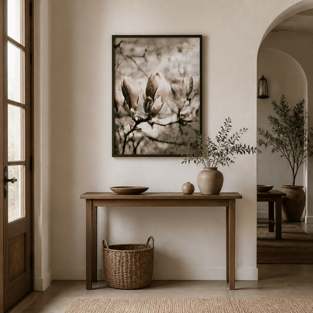 Room mockup featuring Soft Magnolia Buds Photo Print