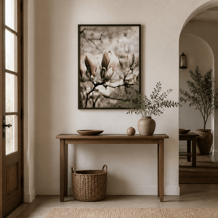 Room mockup featuring Soft Magnolia Buds Photo Print