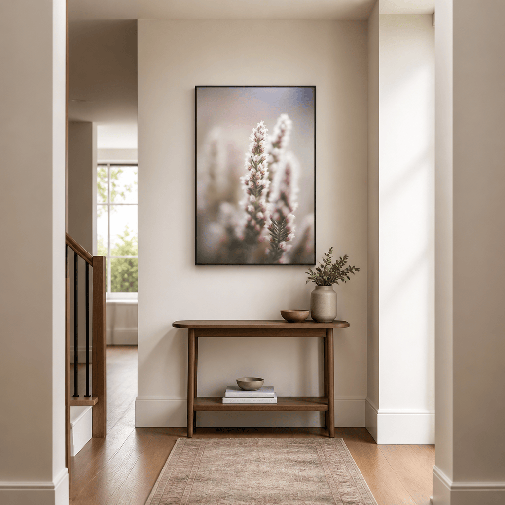 Room mockup featuring Whispers of Heather Photo Print
