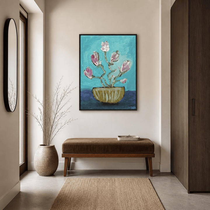 Room mockup featuring Magnolia Vase Art Print