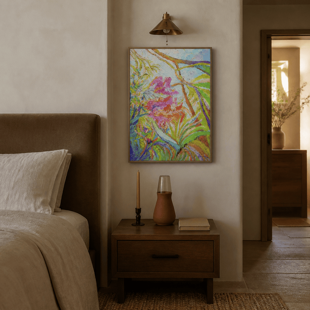 Room mockup featuring Orchid house Art Print