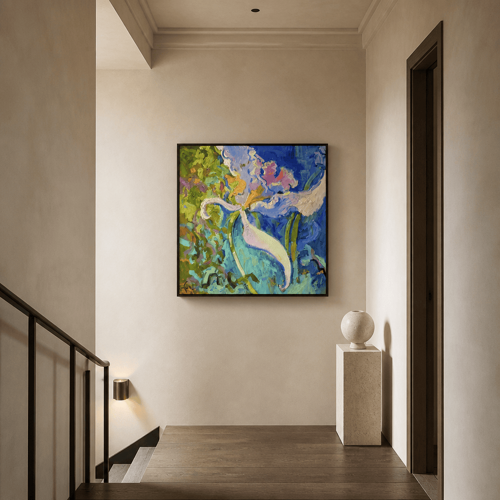 Room mockup featuring Orchid House 1 Art Print