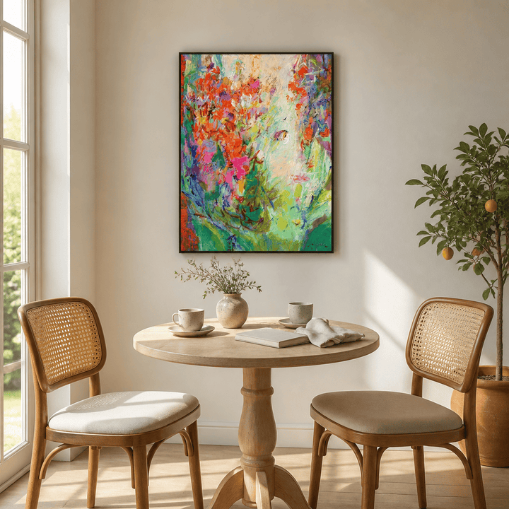 Room mockup featuring Vibrant Garden Bliss Art Print
