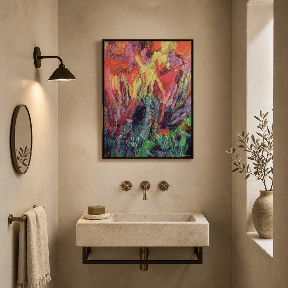 Room mockup featuring Vibrant Whirlwind Art Print