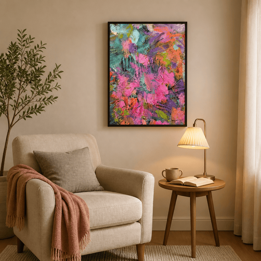 Vibrant Whirlwind Art Print in a room setting