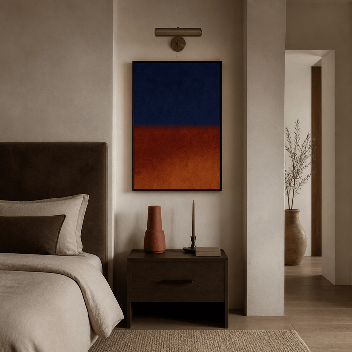 Room mockup featuring Blue & Red Art Print