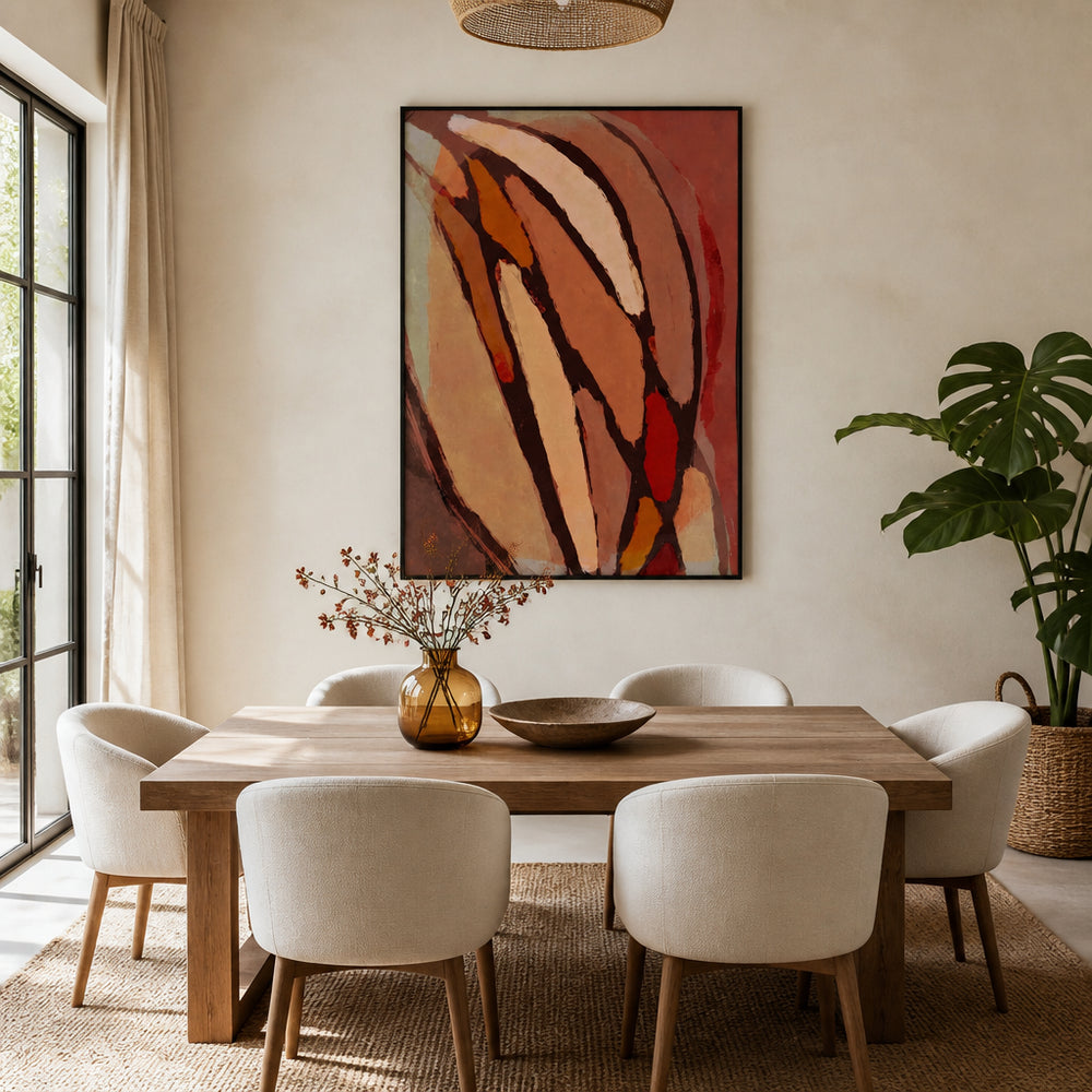Room mockup featuring Burnt Peony in Blush Art Print