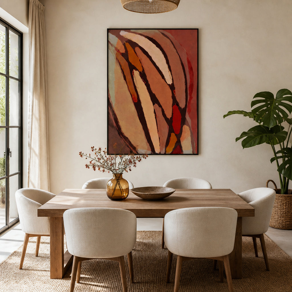 Room mockup featuring Burnt Peony in Blush Art Print