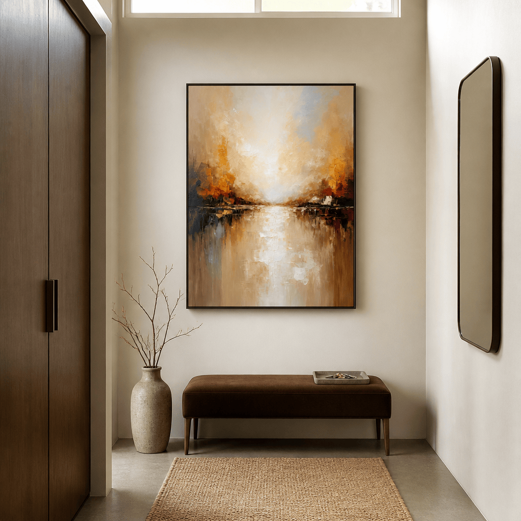 Room mockup featuring Golden Horizon Reflection Art Print