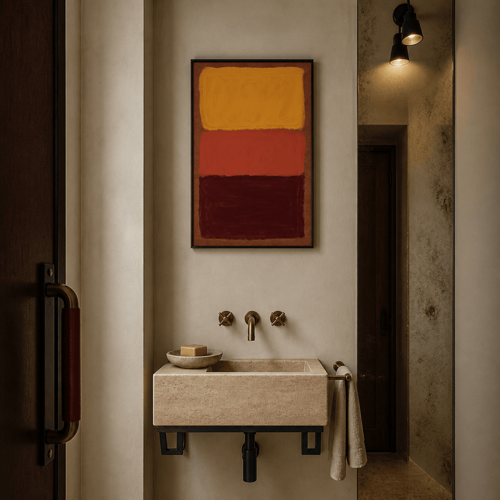 Room mockup featuring Warm Abstract Color Blocks Art Print