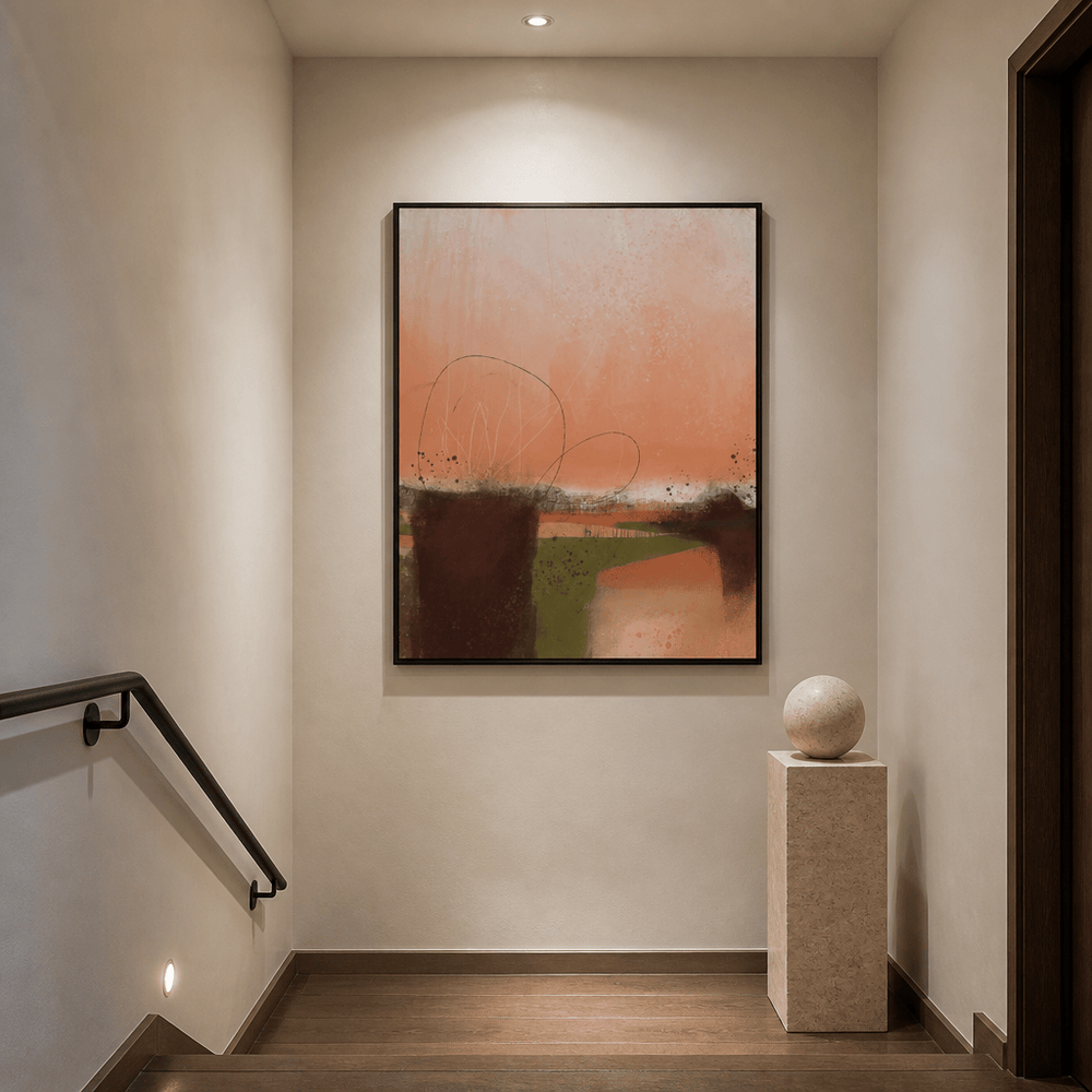 Room mockup featuring Warm Abstract Horizon Art Print