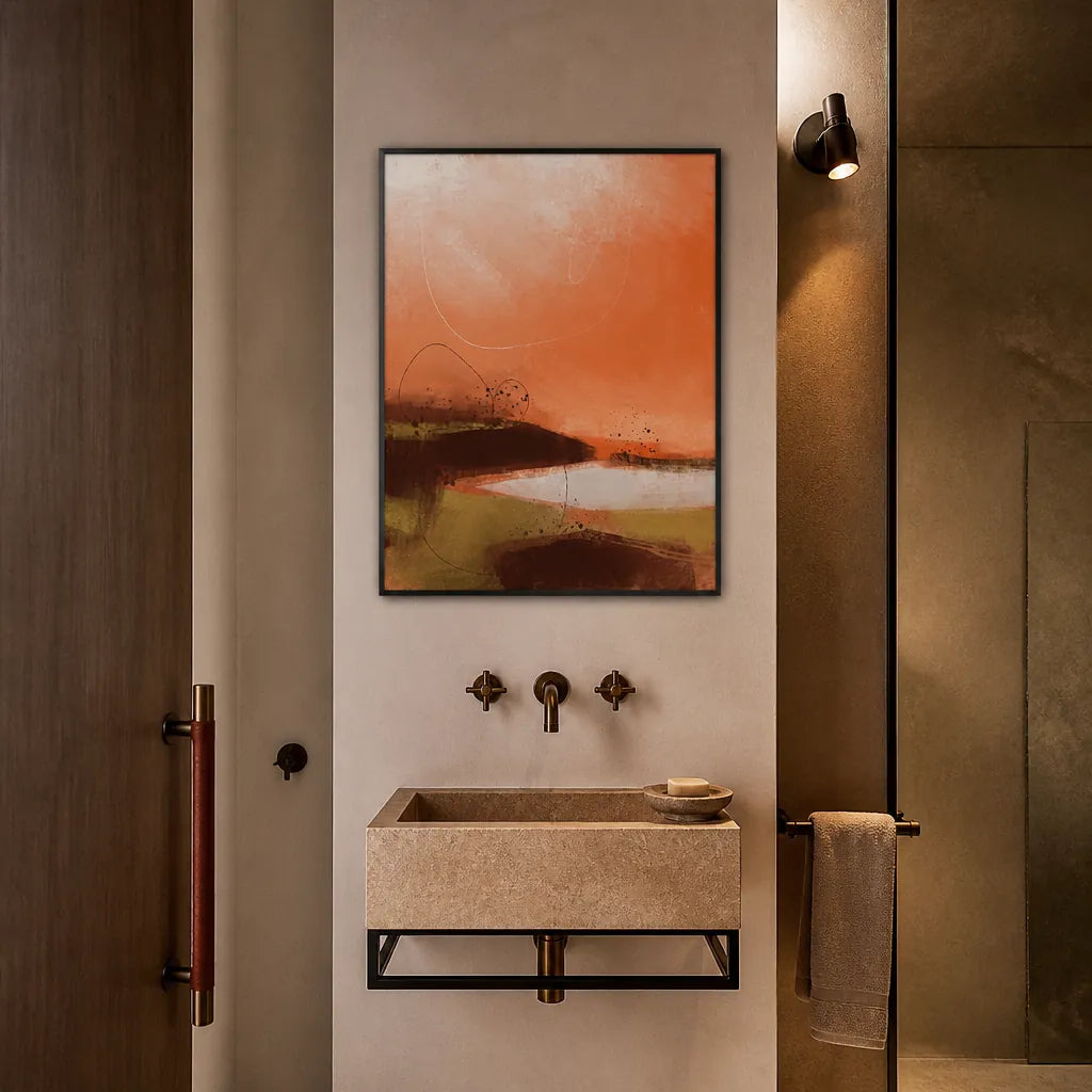 Room mockup featuring Warm Abstract Landscape Art Print