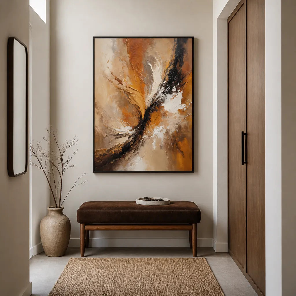 Room mockup featuring Warm Textured Swirl Art Print