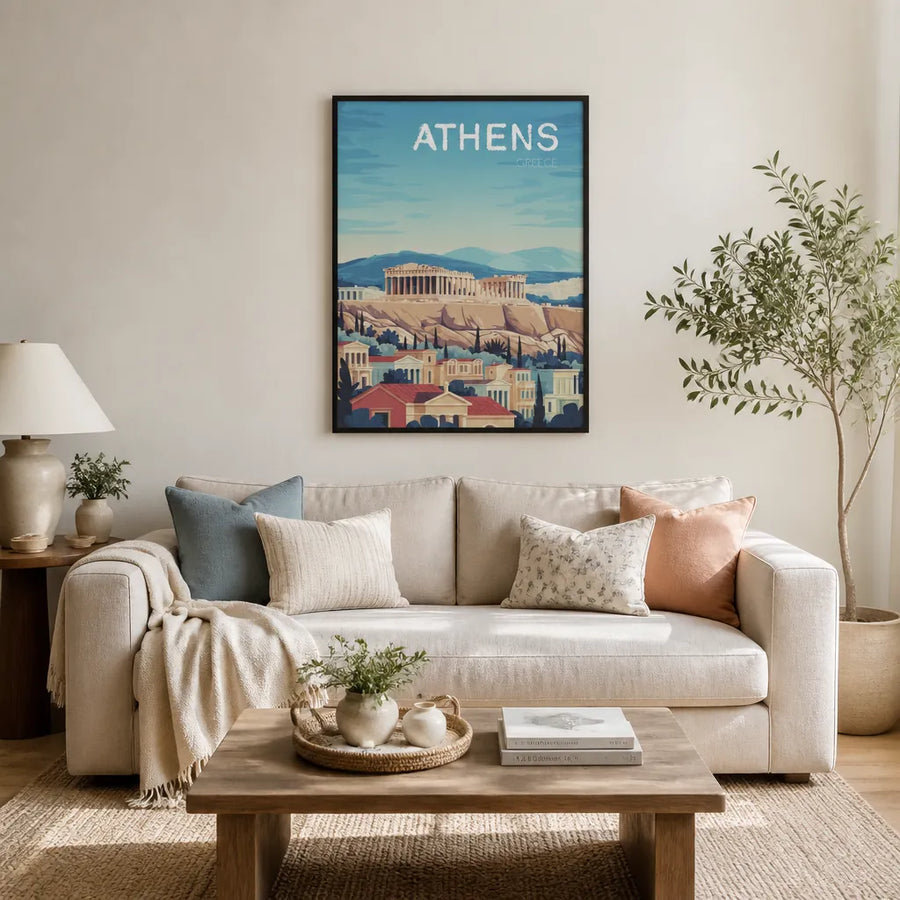 Athens Acropolis Vista Art Print in a room setting
