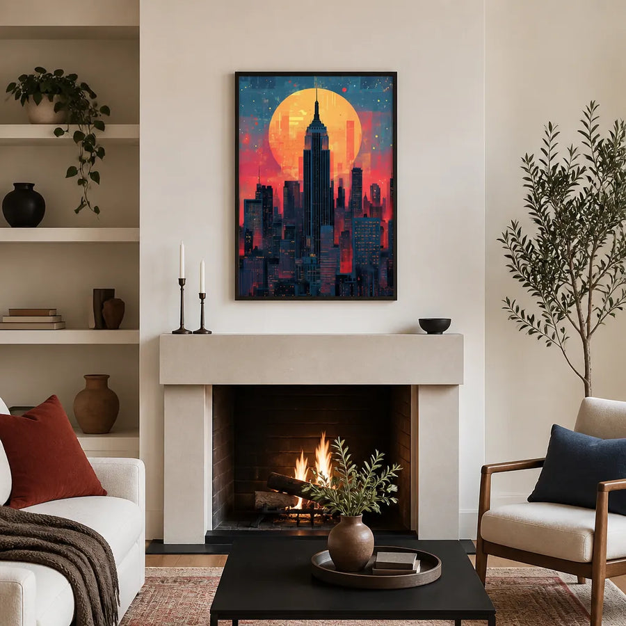 Empire City Sunset Art Print in a room setting