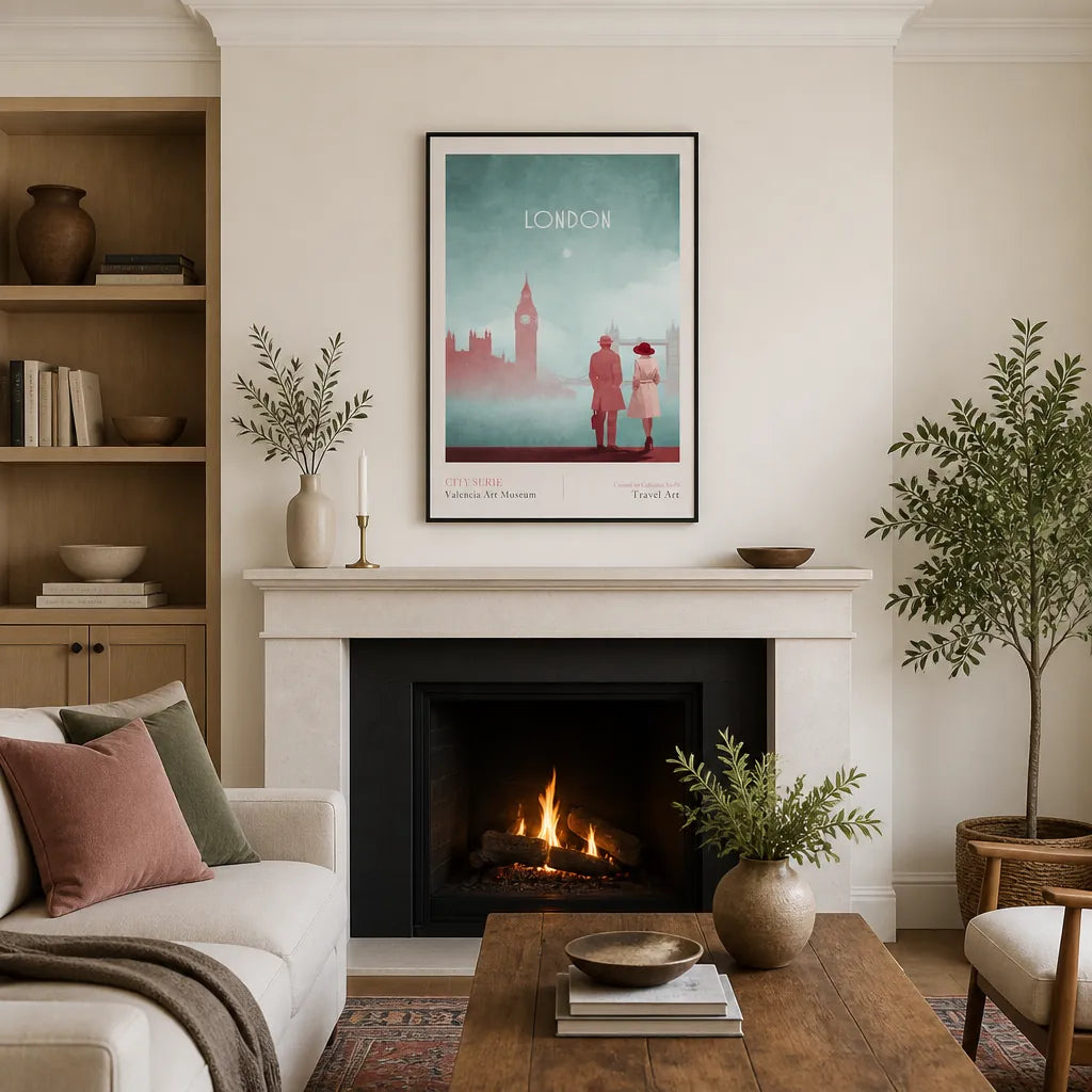 Room mockup featuring London - Big Ben and Tower Bridge Art Print