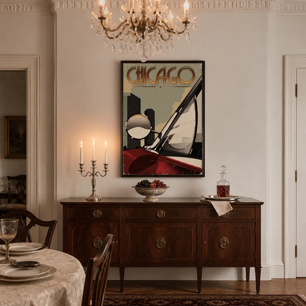 Room mockup featuring Retro Chicago Drive Art Print