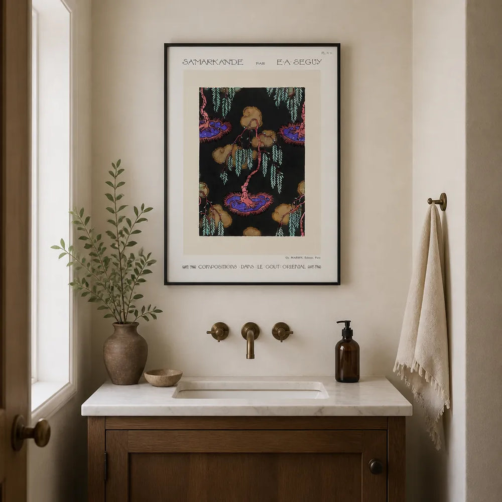 Room mockup featuring Oriental Tree Pochoir Pattern Art Print