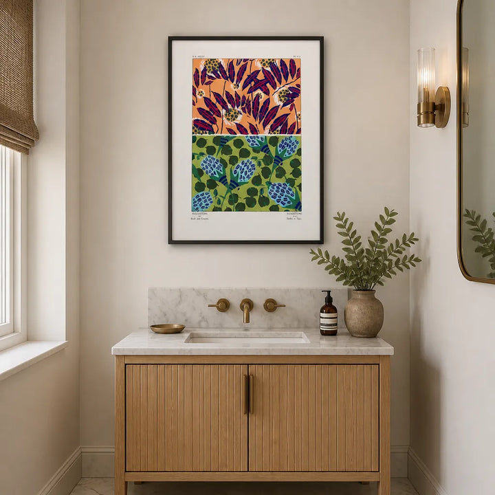 Room mockup featuring Art Nouveau Floral Patterns Art Print