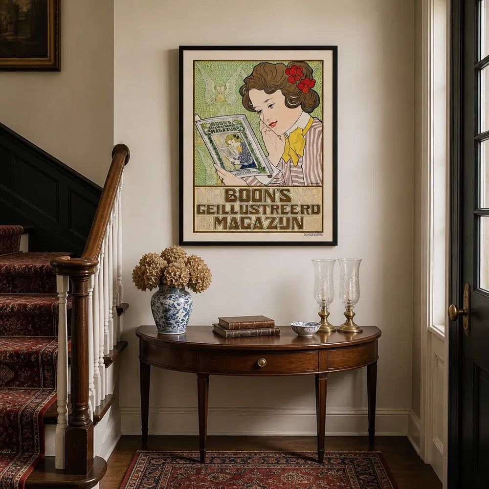 Room mockup featuring Boon's Illustrated Magazine Poster Art Print