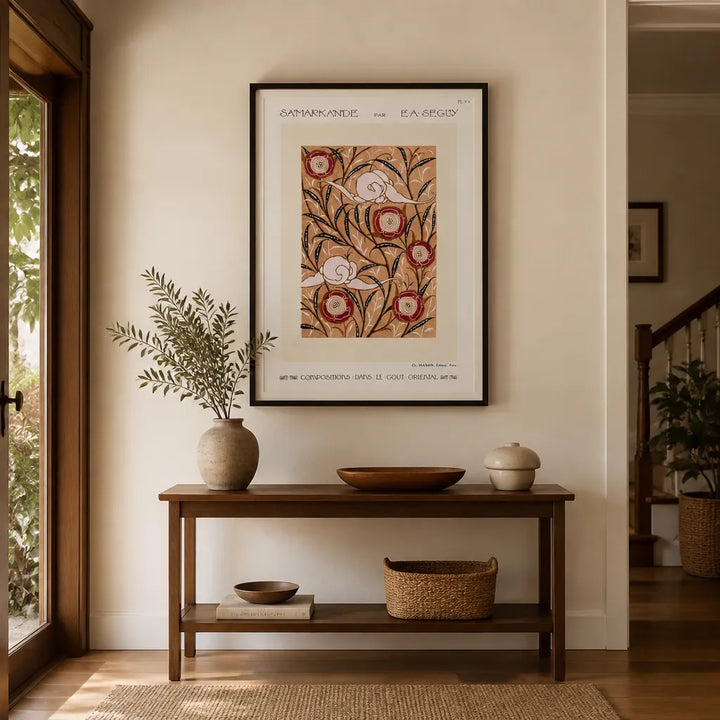 Room mockup featuring Art Nouveau Floral Stencil Pattern Art Print