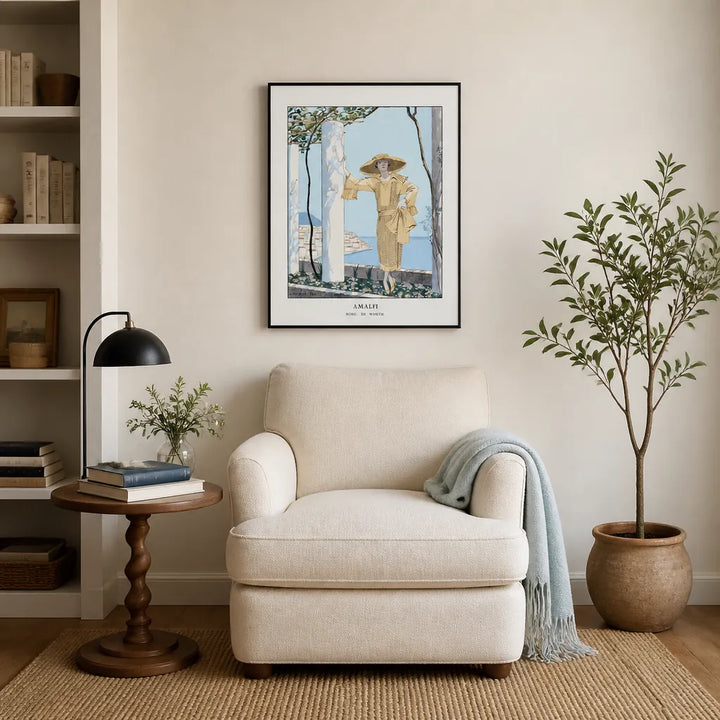 Room mockup featuring Amalfi Robe by Worth Art Print