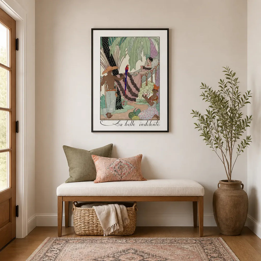 Room mockup featuring La Belle Indolente Fashion 1923 Art Print