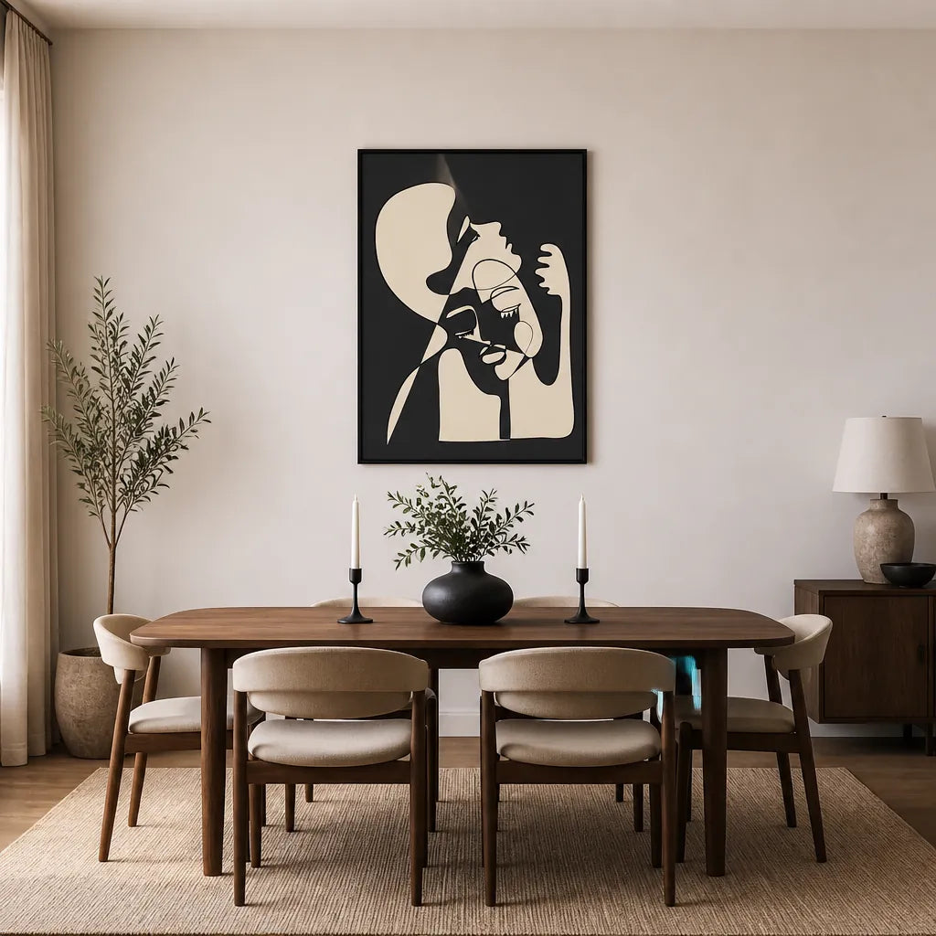 Room mockup featuring Connected Faces Line Art Art Print