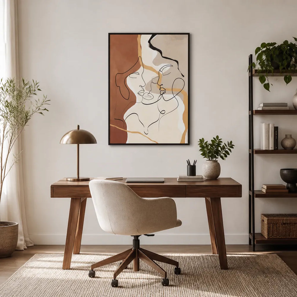 Room mockup featuring Earthy Line Faces Art Print