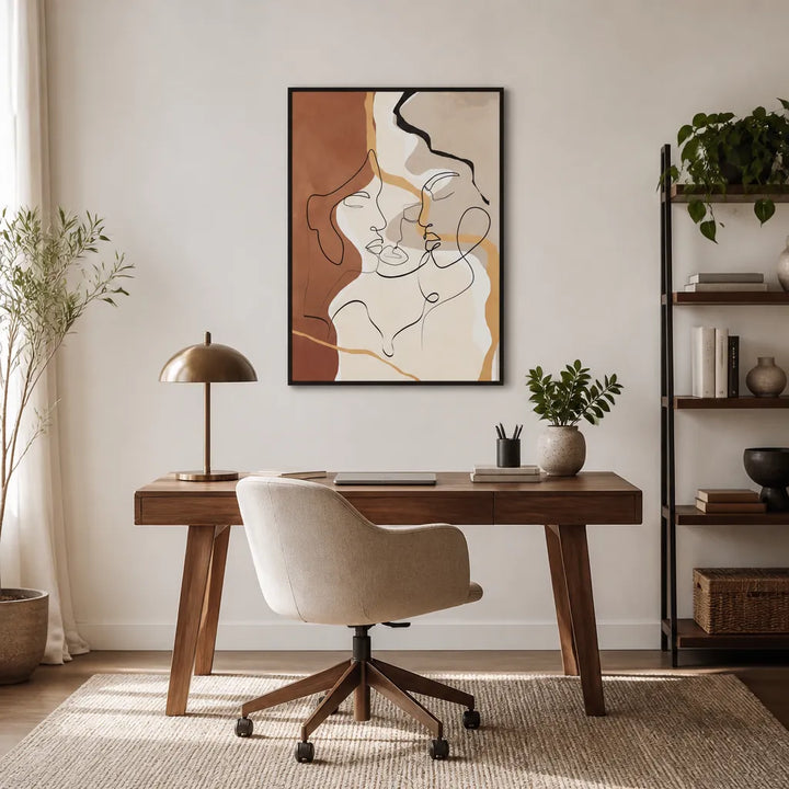 Room mockup featuring Earthy Line Faces Art Print