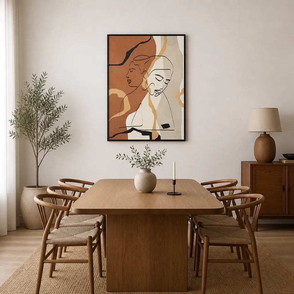 Room mockup featuring Earthy Line Women Art Print