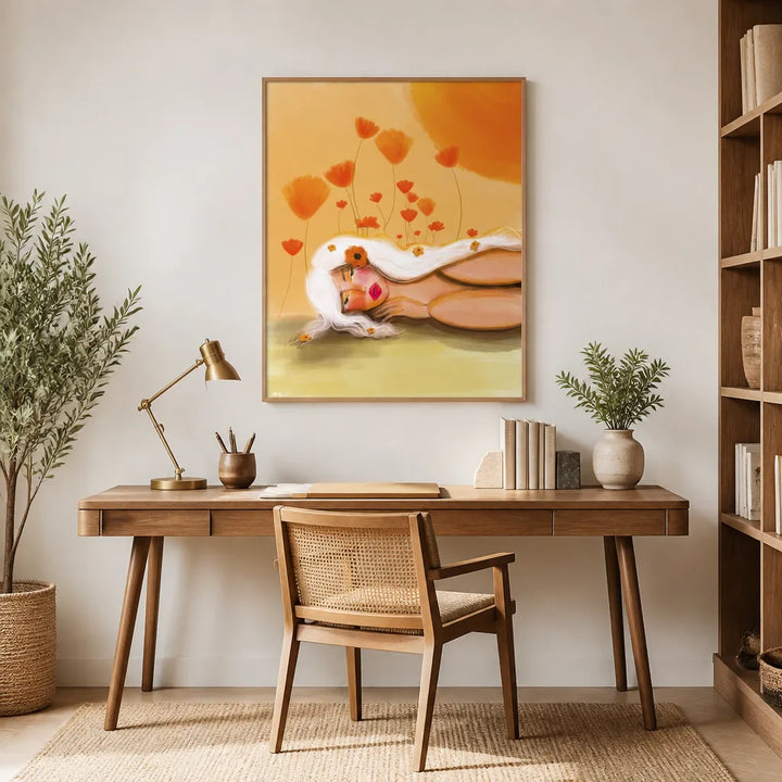 Room mockup featuring Golden Poppy Dream Art Print