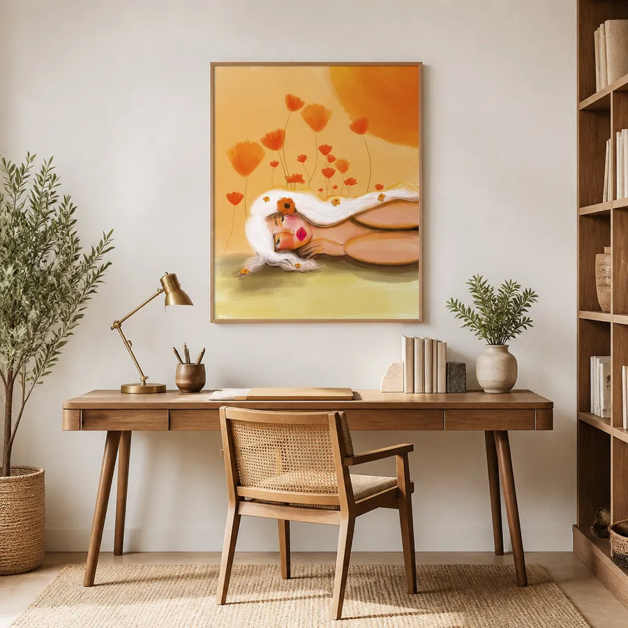 Golden Poppy Dream Art Print in a room setting