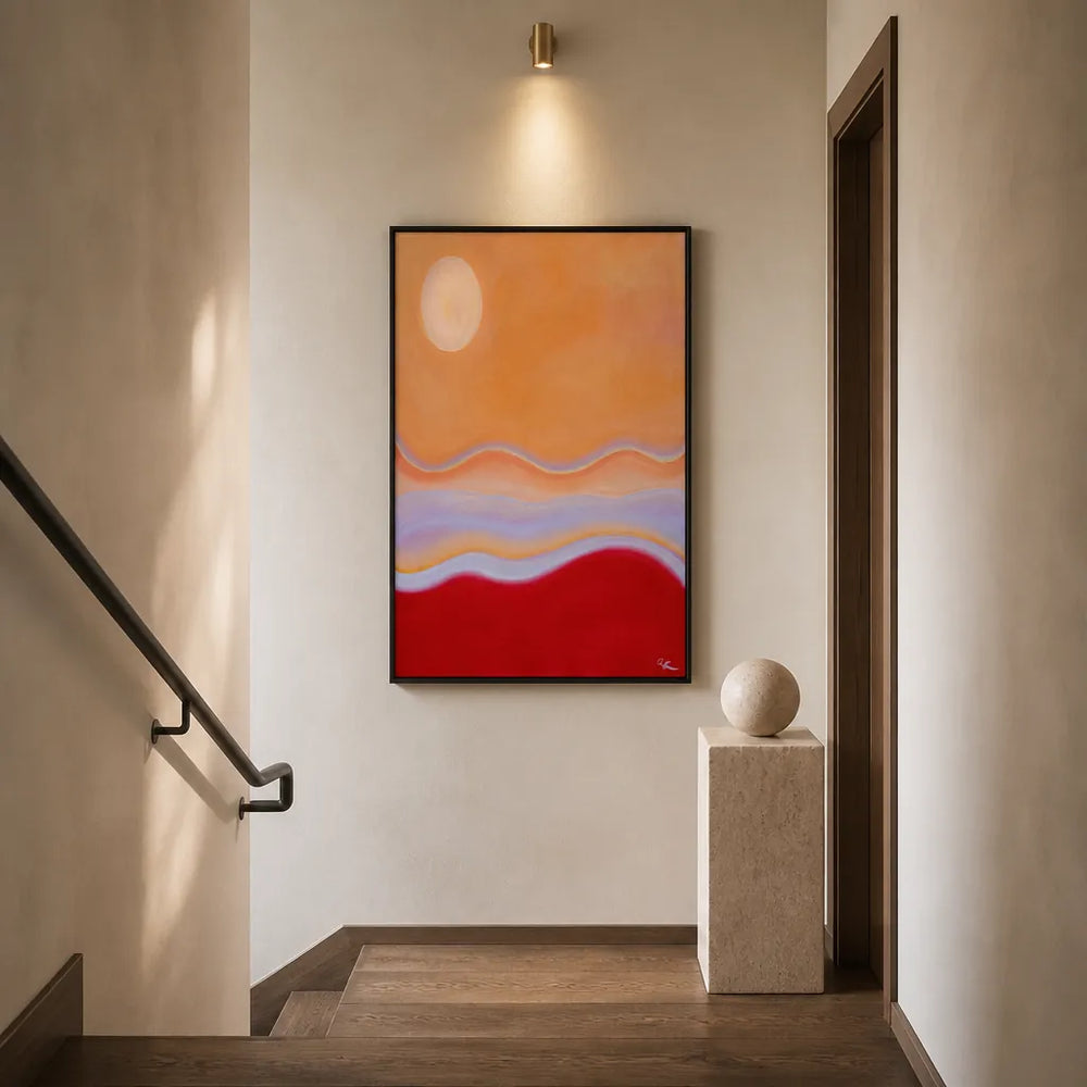 Room mockup featuring Abstract Sunset Horizon Art Print