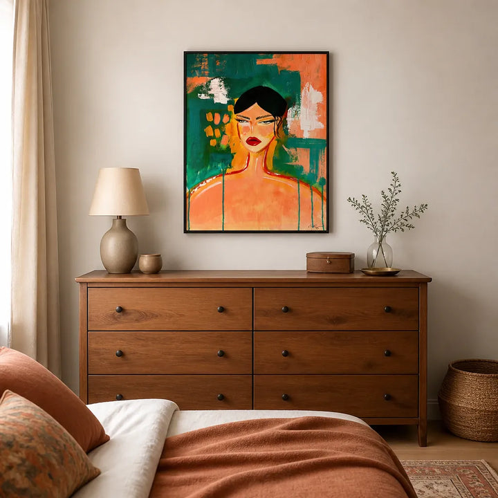 Room mockup featuring Bold Abstract Woman Art Print