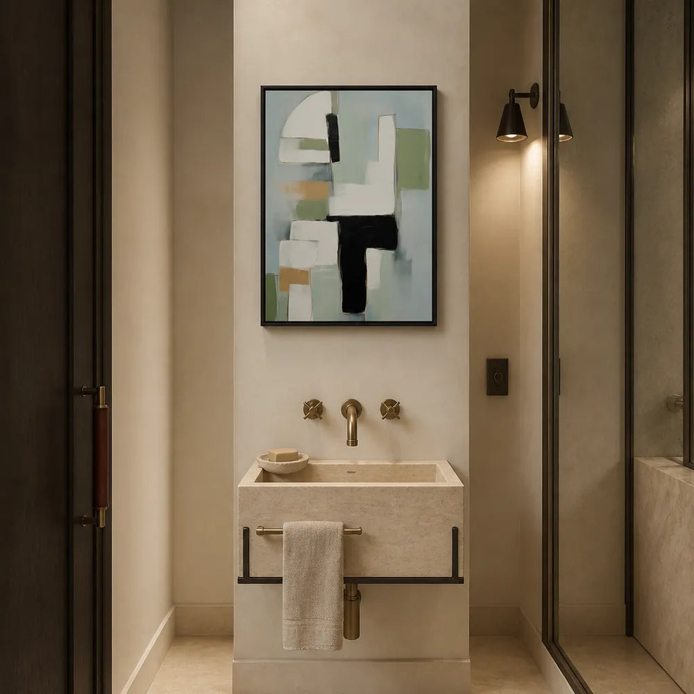 Room mockup featuring Serene Abstract Shapes Art Print