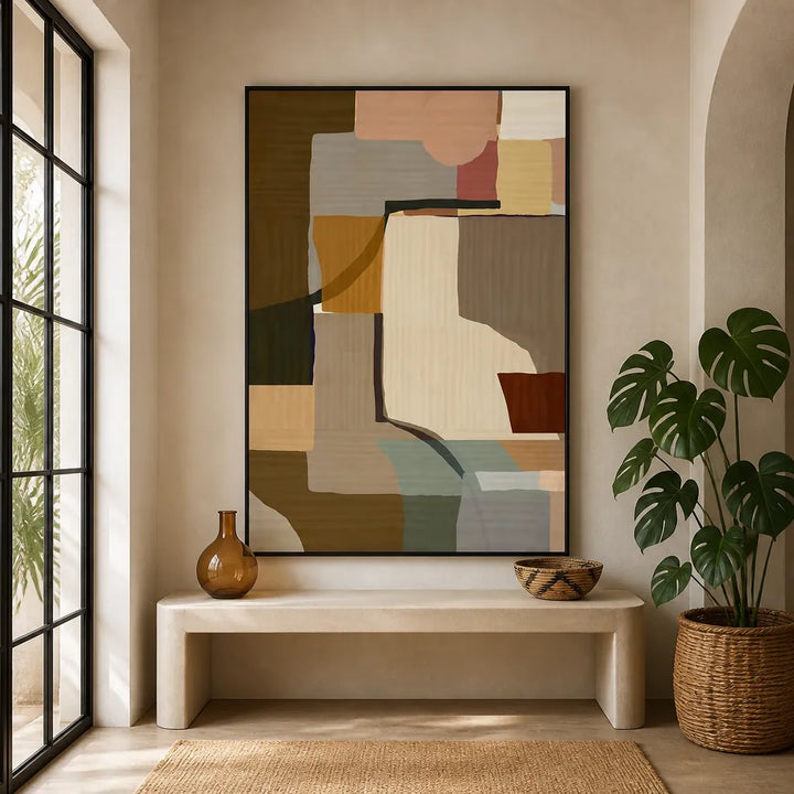 Room mockup featuring Earthy Abstract Blocks Art Print 1