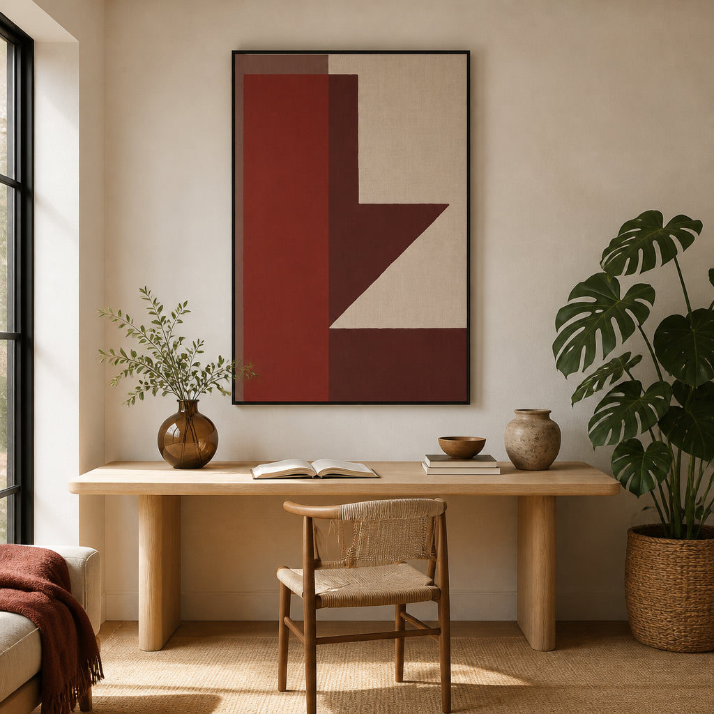 Room mockup featuring Geometric Color Blocks Art Print 1